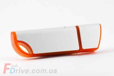 Оранжевая флешка с матовой металлической вставкой
